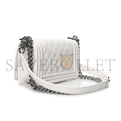CHANEL CAVIAR QUILTED SMALL BOY FLAP WHITE A67085 B10211 10601 (20*12*8cm)